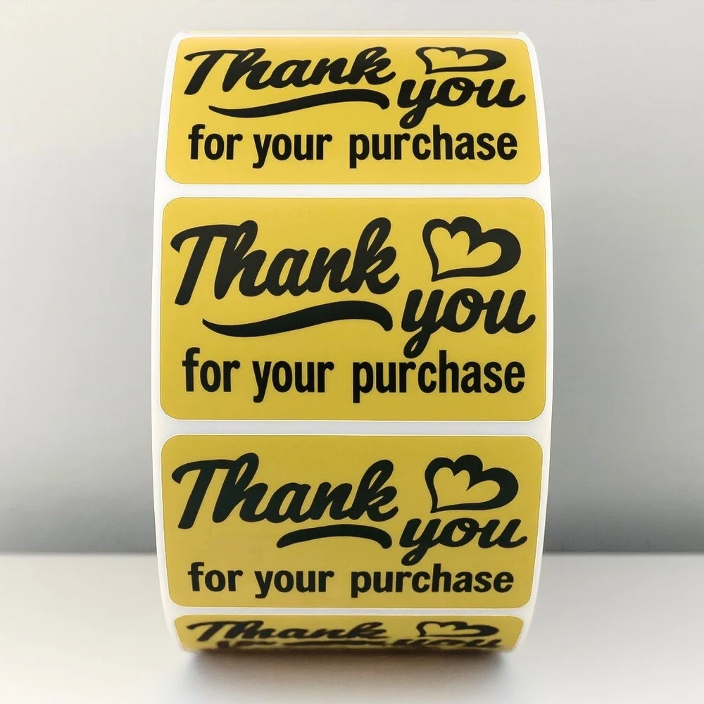 💗 Pink Thank You Stickers– 2x1” Cute Labels for Packages & Small Business 100